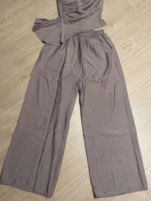 VG Styline Set with Strapless Top and Wide-Leg Pants, New, Grey