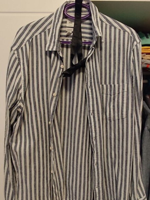 H&M Striped Summer Shirt Large, Like New, Cotton, White and Gray