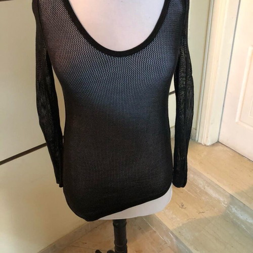 DKNY women's blouse black like new, mesh with detail