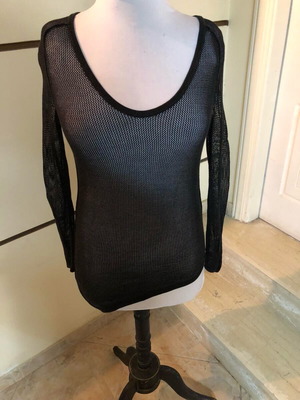 DKNY women's blouse black like new, mesh with detail