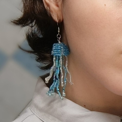 Handmade beaded jellyfish earrings made to order multicolor