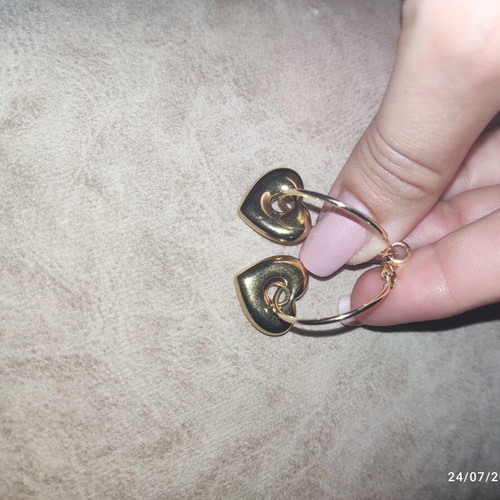 Earrings new stainless steel gold-tone heart hoops with removable charms