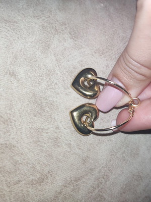 Earrings new stainless steel gold-tone heart hoops with removable charms