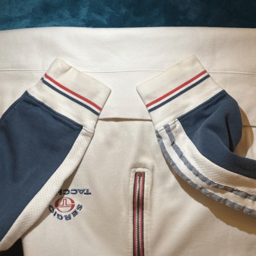 Sergio Tacchini half-zip sweatshirt used, size XL, off-white with navy