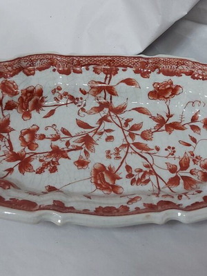 Oval vintage coup new, crackled porcelain with brass handles