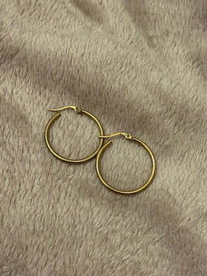 Stainless steel hoop earrings gold tone like new