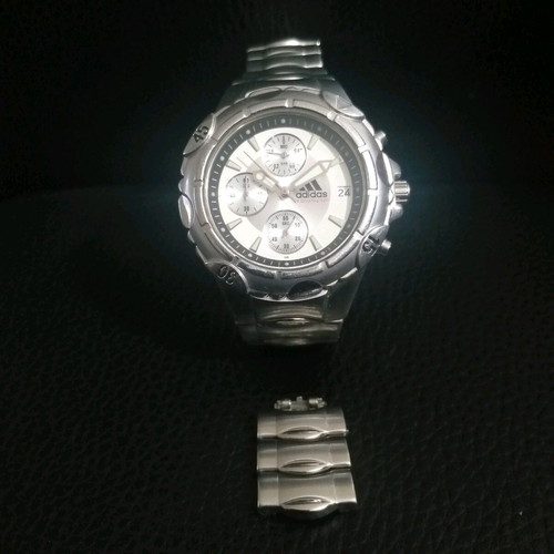Adidas men's wristwatch like new, white and silver