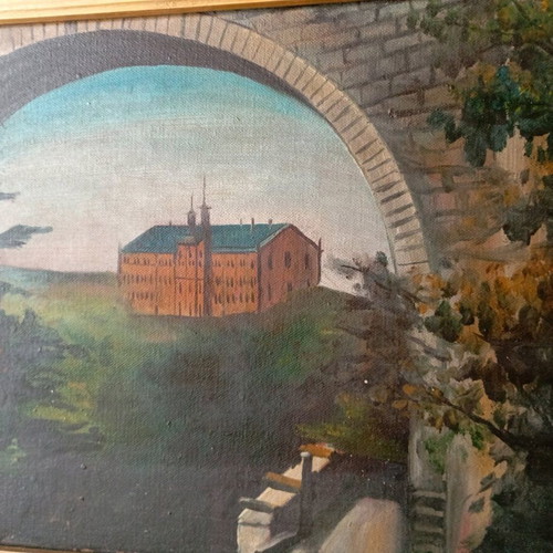 Oil painting used on canvas 59x35, dated 1980