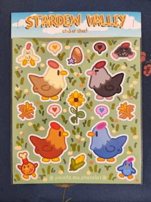 Sticker sheet Stardew Valley new, 17 fanmade stickers