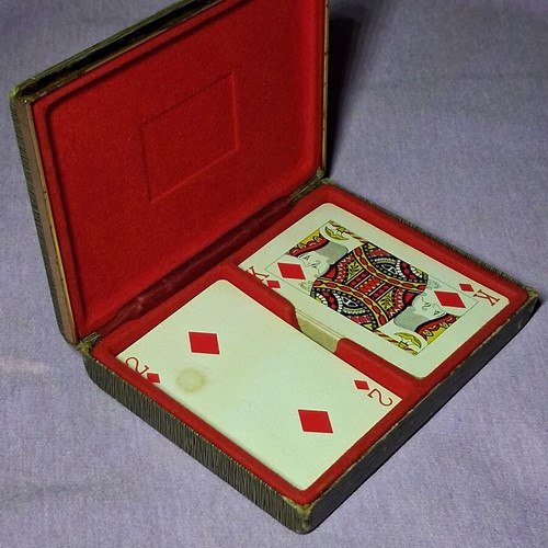 Old collectible playing card set used with case from 1950-1960