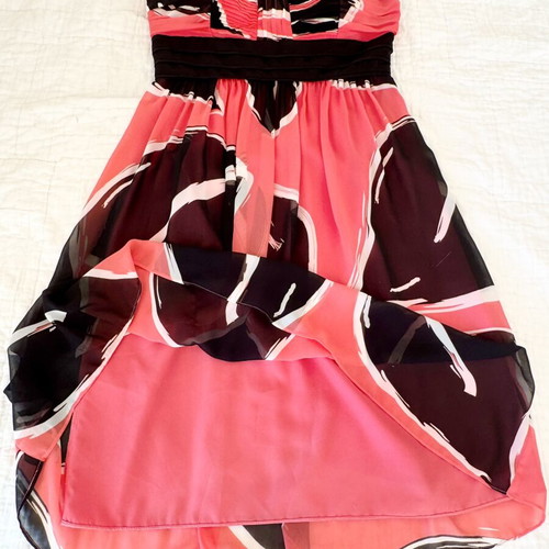 Alain Manoukian Y2K Strapless Spaghetti Straps Cocktail Dress S Pink Black