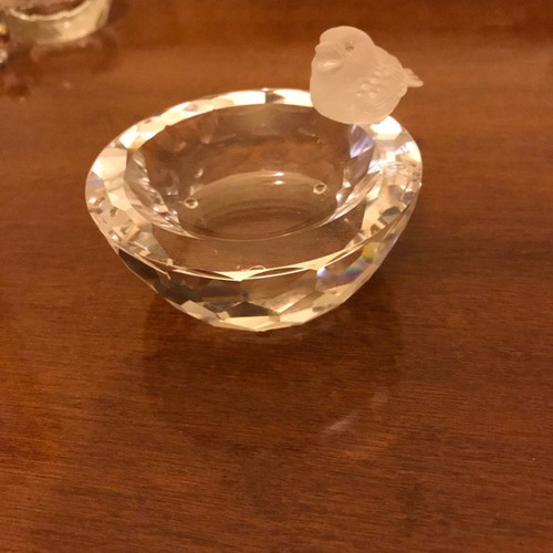 Swarovski ashtray used, crystal with bird decoration