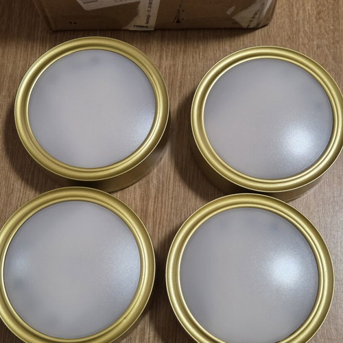 Set of 4 gold LED wall lamps with remote control and batteries