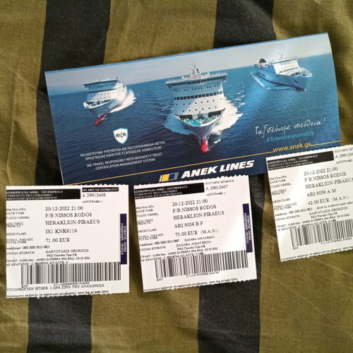 Transport tickets used, pack with Blue Star, KTEL, OASTH, ANEK Lines