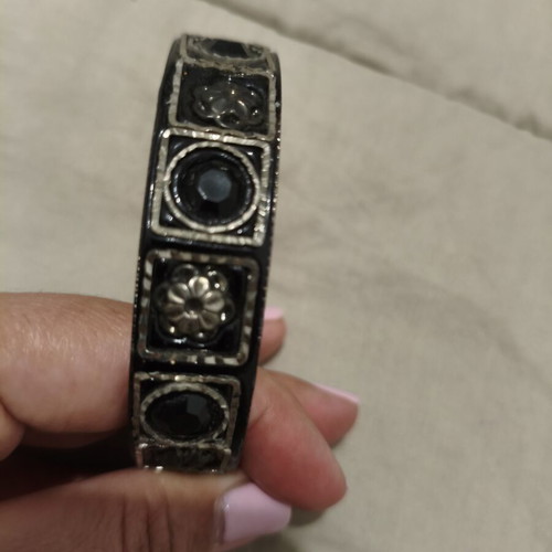 Vintage women's bracelet Byzantine boho style like new, black enamel