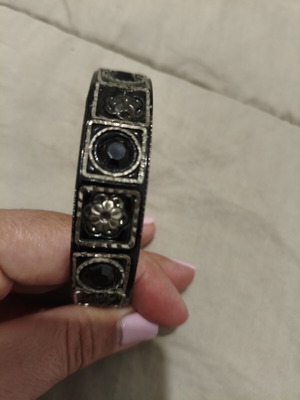 Vintage women's bracelet Byzantine boho style like new, black enamel