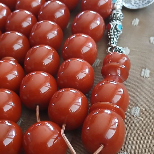 Vakelitis Komboloi used, 33 beads, traditional metal finish