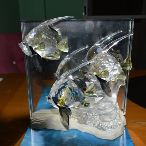 Swarovski Wonders of the Sea Community crystal with three tropical fish