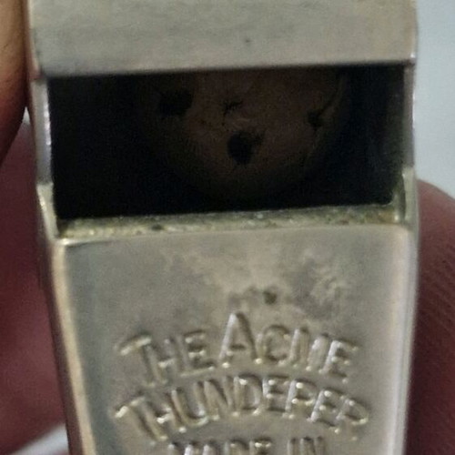 The Acme Thunderer whistle used, made in England