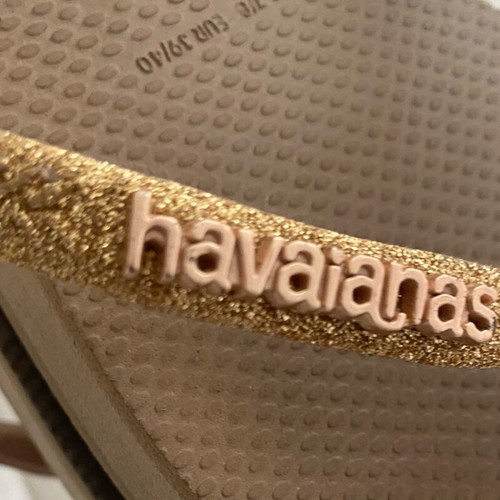 Havaianas Glitter Rose Gold Platform Flip Flops Like New Size 37-38