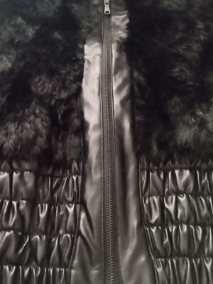 Jacket with eco fur black size XL like new