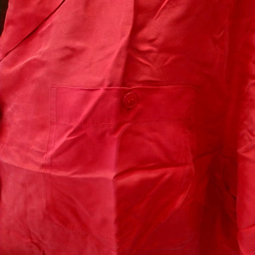 Vintage silk women's short-sleeve shirt red XL like new