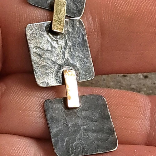 Handmade 925 silver oxidized earrings with geometric elements like new