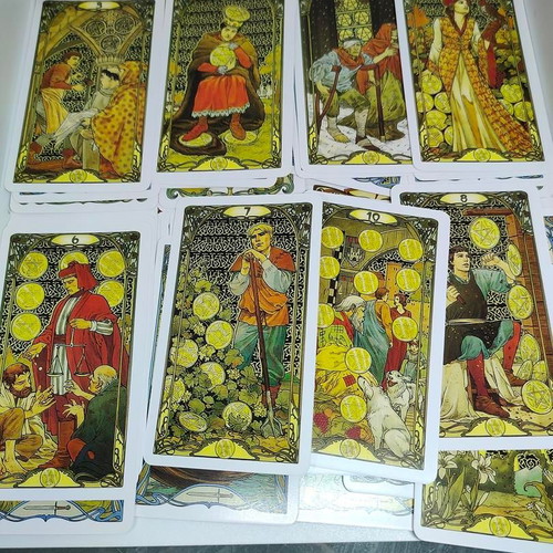 Golden Art Nouveau Tarot deck 78 cards like new