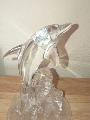 Vintage glass dolphin 18cm like new decorative figurine