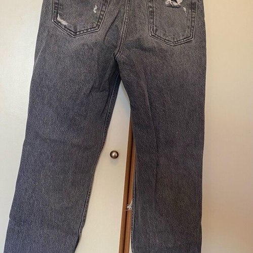 Bershka slim fit jeans with rips, high waist, like new, gray, size XS