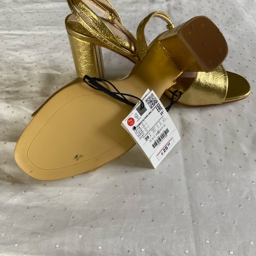 Zara gold high-heeled sandals new, size 39