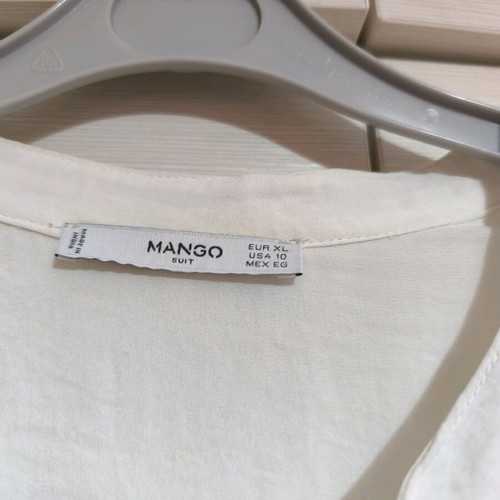 Mango white shirt XL used with black checkered pockets