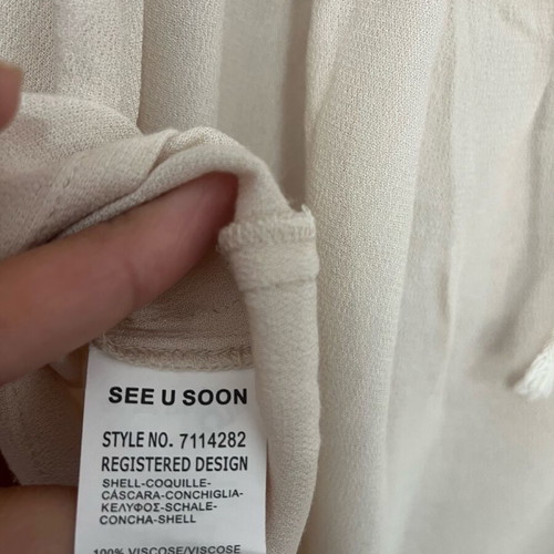 See u soon women's blouse new, beige, 100% viscose with back opening