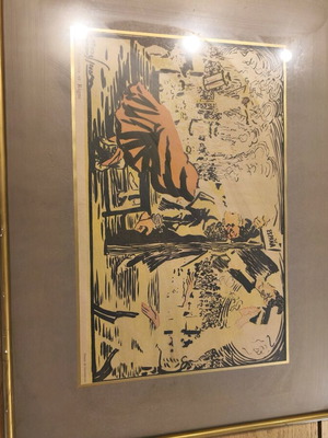 Lithograph in frame from Spain like new
