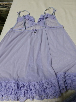 Baby doll set with lilac ruffles size M like new