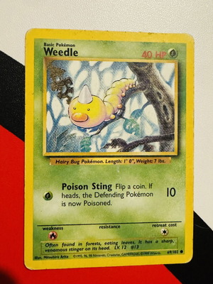 Pokémon Weedle Base Set Card used, good condition