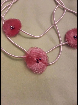 Handmade necklace with fabric and beads