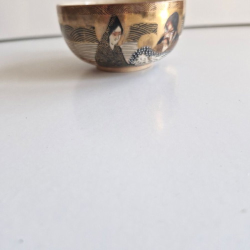 Satsuma collectible cup used with Japanese figures