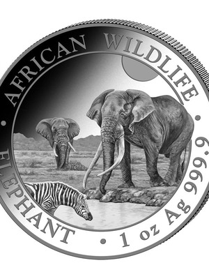 Νόμισμα Somalia 2026 African Wildlife Elephant 1 Oz ασήμι BU