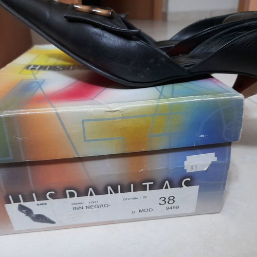 Hispanitas pumps used, black with horn heel, size 38