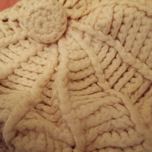 Handmade jockey hat used, yellow with white cord