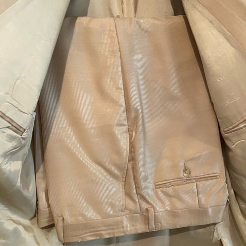 Lame suit with trousers set like new, beige, size XL