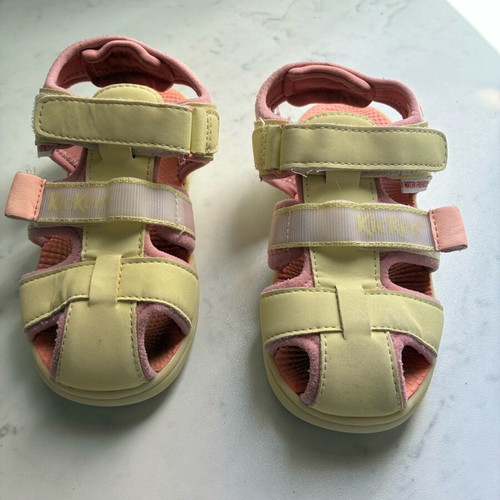 Kickers sandals used, size 25, pink and yellow