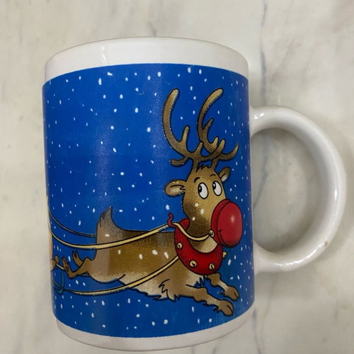 Christmas coffee mug like new with Santa Claus and reindeer