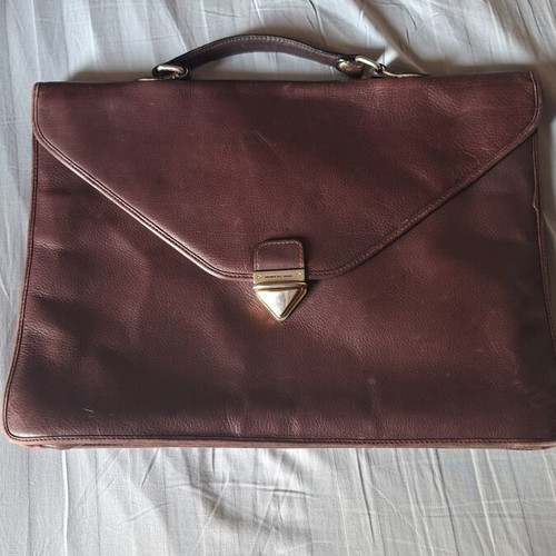 Vintage Angiolo Del Gobbo Italian Leather Briefcase like new, burgundy