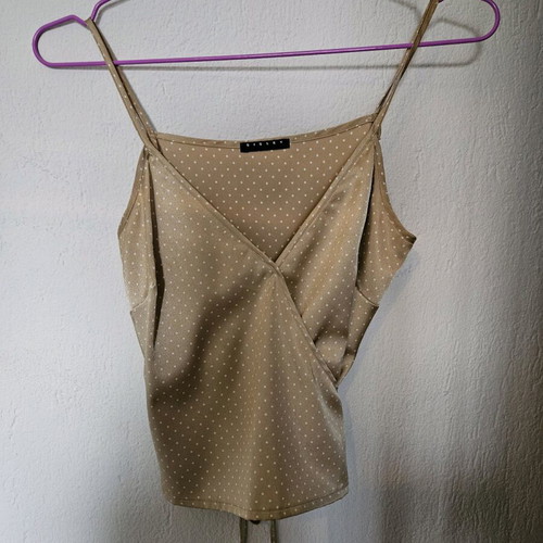 Sisley satin wrap top like new, beige, size S