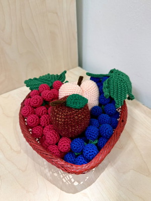 Basket with handmade fruit decoration