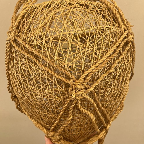 Vintage φωτιστικό οροφής Μακραμέ 122cm σαν καινούργιο, ώχρα μουσταρδί