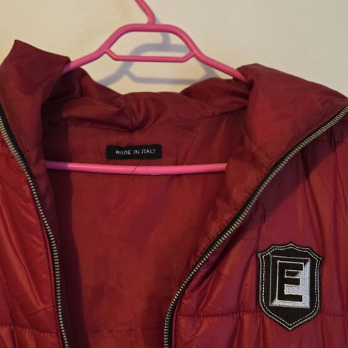 Happy Pink Long Sleeveless Vest with Hood red like new, Made in Italy