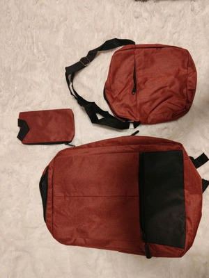 Backpack set, bag and wallet red new